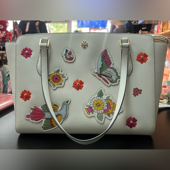 Tory Burch Emerson small top zip tote New Ivory Multi new with tag! - Picture 1 of 8